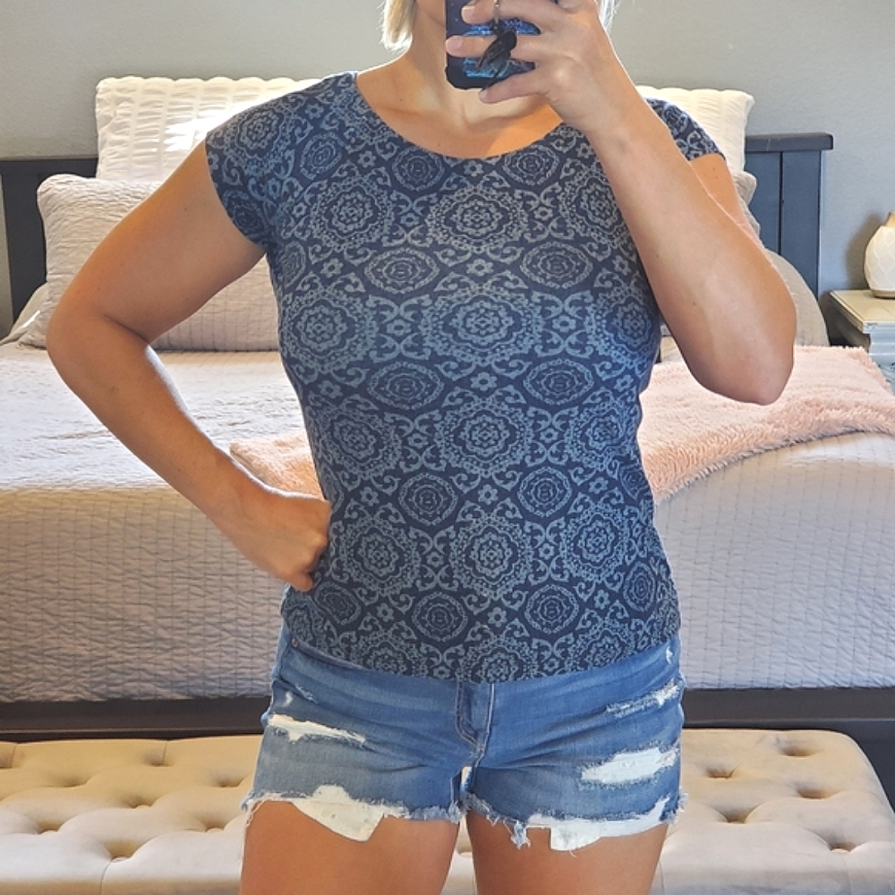 RL Blue medallion print top